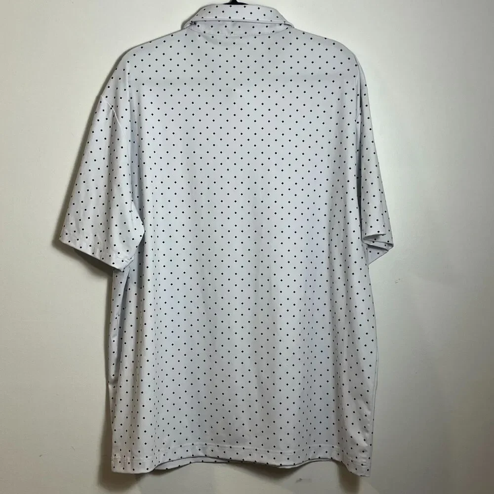 Rorie Whelan Golf Polo Shirt XXL White/Blk Diamond Dot Soft Stretch Lightweight - Picture 3 of 5